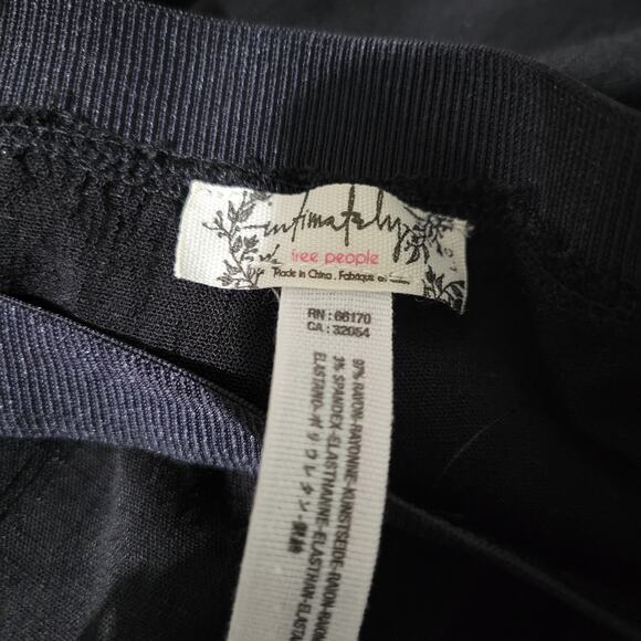 Free People Pants Black Ankle Laces Lacing Straight Pull On Rayon Stretch Large - Picture 7 of 16